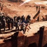 Paul Smith (Rabban) takes a practice throw off the bridge at Arrakeen in David Lynch's Dune (1984)