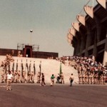 The live action background at Azteca Stadium to be shot through the foreground miniature during the making of David Lynch's Dune (1984)