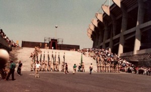 The live action background at Azteca Stadium to be shot through the foreground miniature during the making of David Lynch's Dune (1984)
