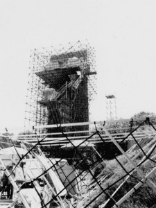 The Fremen Great Hall on the Churubusco backlot from behind during the shooting of David Lynch's Dune (1984)