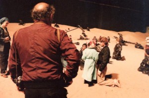 David Lynch directing Alicia Witt on the backlot at Estudios Churubusco in 1983
