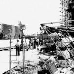 Setting up on the Churubusco backlot for Paul (Kyle MacLachlan)'s sandworm ride in David Lynch's Dune (1984)