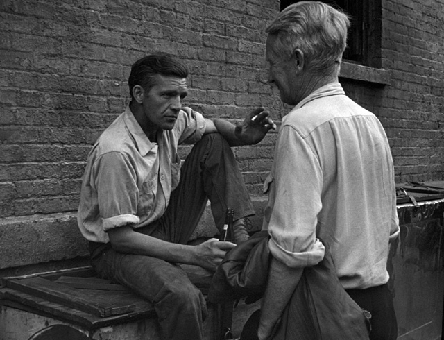 A photo of Ray Salyer and Gorman Hendricks from On the Bowery (1956)