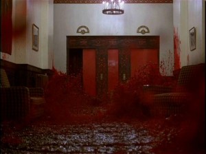 The elevator of blood: One of the two most famous images from Stanley Kubrick's The Shining (1980)