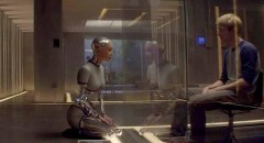 Alicia Vikander as Ava and Domhnall Gleeson as Caleb in Alex Garland's Ex Machina