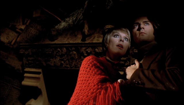 Elke Sommer and Antonio Cantafora feel the evil presence of Baron von Kleist in Mario Bava's Baron Blood (1972)