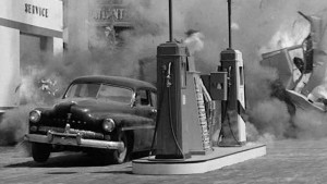 A car bomb goes off in Arthur Ripley's Thunder Road (1958)