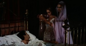 Vampire Alexandra Bastedo coaches troubled bride Maribel Martin in The Blood Spattered Bride (1972)