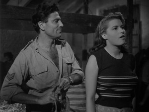 Raf Vallone as Marco, entranced by Silvana in Giuseppe De Santis' Bitter Rice (1949)