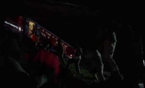 The gang unloading sacks of cash from the mail train in Peter Yates' Robbery (1967)