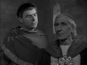 Father John Groser (right) as Thomas Beckett in George Hoellering's Murder In the Cathedral (1951)