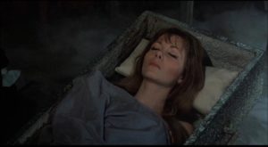 Ingrid Pitt relaxing as Mircalla Karnstein in Roy Ward Baker's The Vampire Lovers (1970)