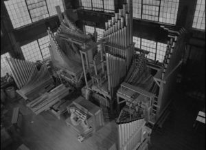 Mary playing the great organ at the factory in Lawrence, Kansas, in Herk Harvey's Carnival of Souls (1962)