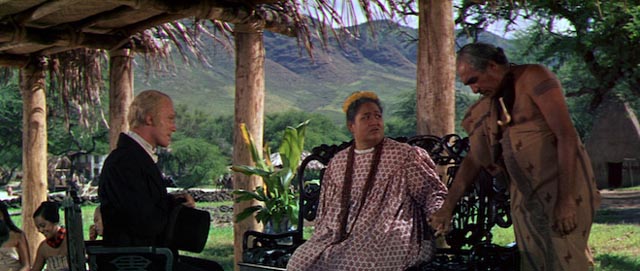 Reverend Hale (Max von Sydow) tells Malama Kanakoa (Jocelyne LaGarde) that her deep love for her husband/brother Telolo (Ted Nobriga) is a sin in George Roy Hill's Hawaii (1966)