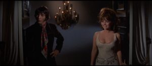 Promoter Z-Man Barzell (John LaZar) and Carrie Nations lead singer Dolly Read (Kelly MacNamara) in Russ Meyer's Beyond the Valley of the Dolls (1970)