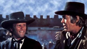 Kris Kristofferson and James Coburn in Sam Peckinpah's Pat Garrett & Billy the Kid (1973)