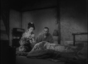The toll taken on Otoku by the sacrifices she has made for Kiku in Kenji Mizoguchi's The Story of the Last Chrysanthemum (1939)