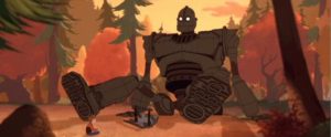 Hogarth Hughes makes friends with the title character in Brad Bird's The Iron Giant (1999)