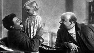 Friendly Uncle Joe Stalin with Lenin in Mikhail Romm's Lenin in October (1937)