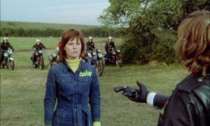 Abby (Mary Larkin) rejects Tom's offer of eternal life in Don Sharp's Psychomania (1973)