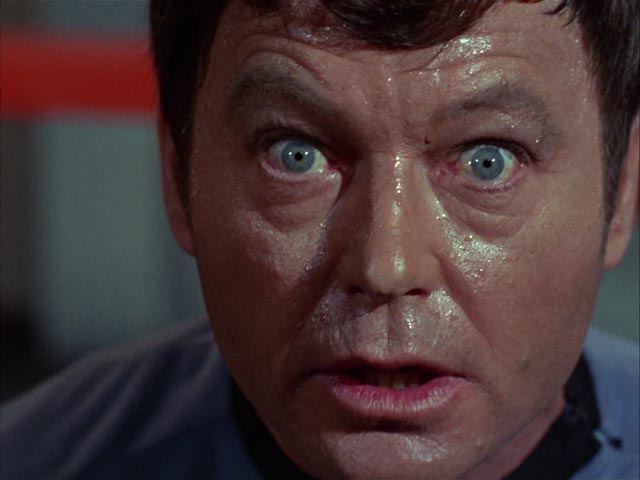 Dr. McCoy (DeForest Kelly) loses it in The City on the Edge of Forever, Star Trek Season One