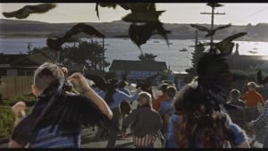 The attack on the school children in Alfred Hitchcock's The Birds (1963)
