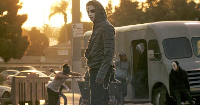 Predatory gangs kidnap and sell victims in The Purge: Anarchy (2014)