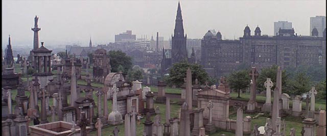 Opening shot: a city of the dead overlooking the city of the barely living in Bertrand Tavernier's Death Watch (1980)