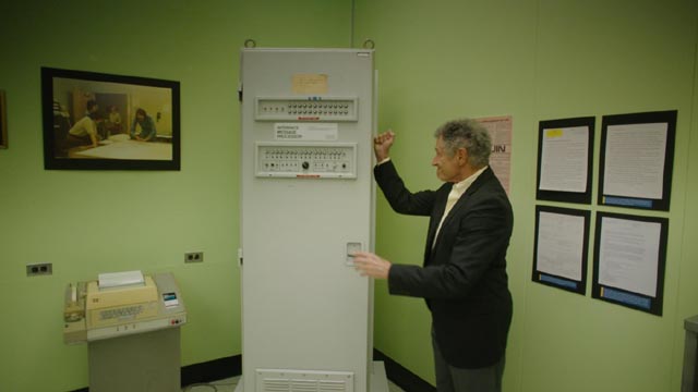 Dr Leonard Kleinrock with the first component of what became the Internet, in Werner Herzog's Lo and Behold (2016)