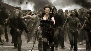 Alice (Milla Jovovich) trying to outrun the zombie horde in Paul W.S. Anderson's Resident Evil: The Final Chapter (2016)