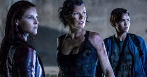 Alice with Claire (Ali Larter) and Abigail (Ruby Rose) in Paul W.S. Anderson's Resident Evil: The Final Chapter (2016)