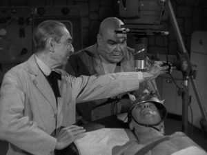 Dr. Vornoff (Bela Lugosi) working with the finest modern equipment in Edward D. Wood Jr's Bride of the Monster (1955)