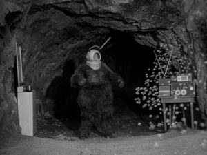 Ro-Man and his world-destroying bubble machine in Phil Tucker's Robot Monster (1953)
