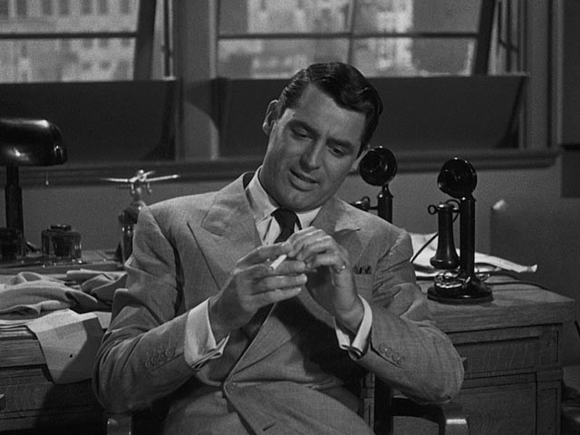 Totally self-centred, editor Walter Burns (Cary Grant) plays it cool in Howard Hawks' His Girl Friday (1940)