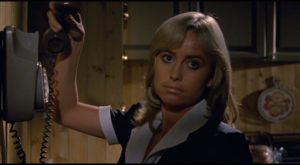 Susan George as nanny Louise, the inside member of the kidnap gang in Piers Haggard's Venom (1981)