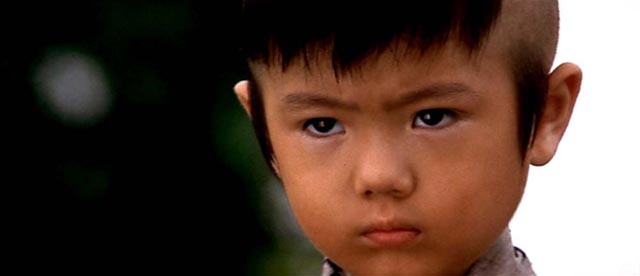 Akihiro Tomikawa as Daigoro, silent witness to a world of relentless violence in Kenji Misumi's Baby Cart to Hades (1972)