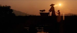 The assassin Lone Wolf and Cub traversing landscapes of beauty on his way to violent confrontations in Kenji Misumi's Sword of Vengeance (1972)