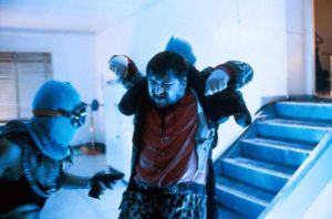Jensen attacked by fetish-dressed assassins in Wolf Gremm's Kamikaze '89 (1982)