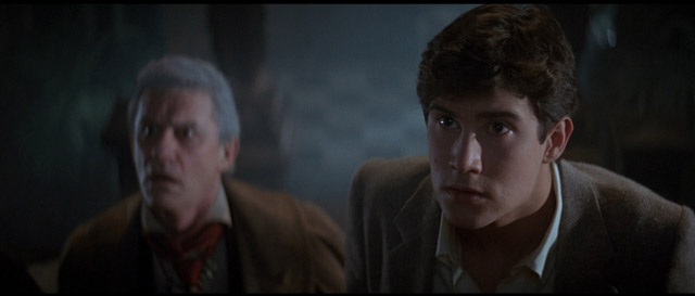 William Ragsdale and Roddy McDowall check out the vampire's suburban home in Tom Holland's Fright Night (1985)