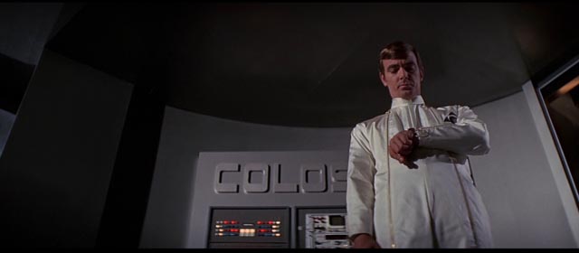 Dr. Forbin (Eric Braeden) prepares to turn over control to his invention in Joseph Sargent's Colossus: The Forbin Project (1970)