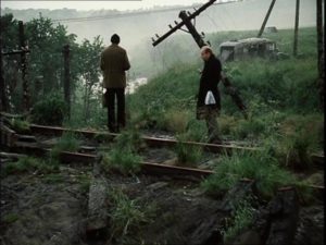 The three men arrive in the Zone in Andrei Tarkovsky's Stalker (1979)