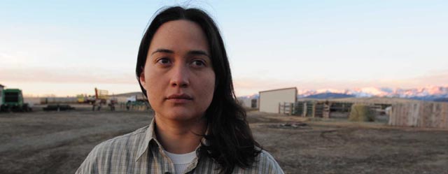 Lily Gladstone as the nameless ranchhand whose life is close to the land but lonely in Kelly Reichardt's Certain Women (2016)