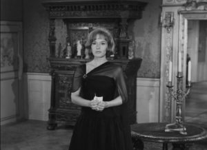 Jeanne (Pascale Audret), torn between her husband and her love for her cousin Andre in Georges Franju's Plein feux per l'assassin (1961)