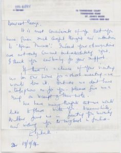 Letter from Princess Elizabeth of Toro