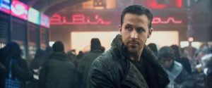 ... while K (Ryan Gosling) hangs out at the mall in Denis Villeneuve's Blade Runner 2049 (2017)