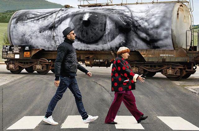 Agnes Varda and JR travel beneath the gaze of Varda's own all-seeing eye in Visages Villages (2017)