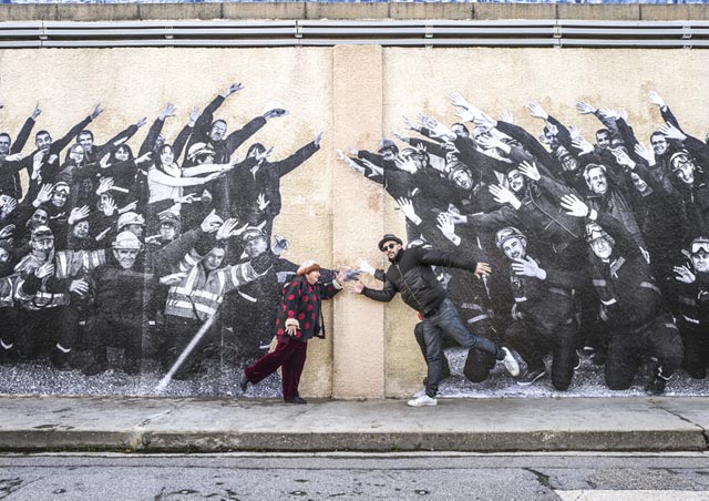 The workers in a chemical factory in Agnes Varda's Visages Villages (2017)