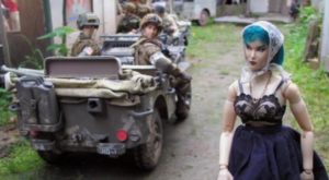 The witch Deja Thoris walks through the town of Marwencol in Jeff Malmberg's Marwencol (2010)