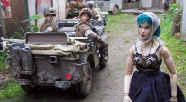 The witch Deja Thoris walks through the town of Marwencol in Jeff Malmberg's Marwencol (2010)