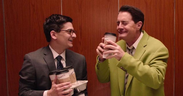 Dougie Jones (Kyle MacLachlan) loves his coffee in David Lynch's Twin Peaks (2017)